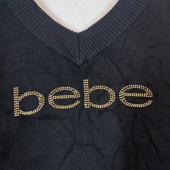 Bebe Black Sweater Tunic Top Rhinestones Small - Picture 7 of 11
